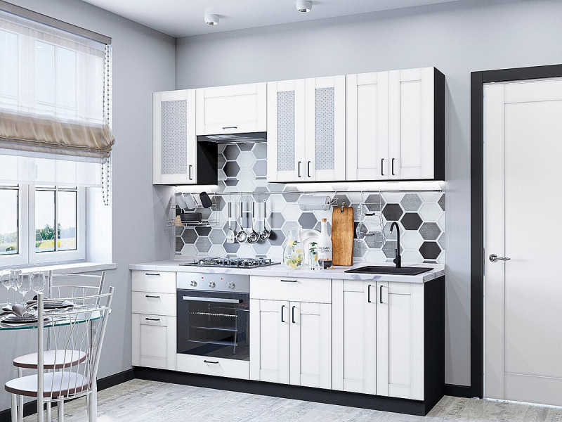 Кухня Лофт-01 Super White/Graphite 2140*2200*600