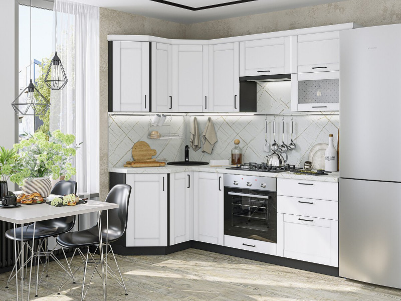 Кухня Лофт-03 Super White/Graphite 2140*1200/2200*600