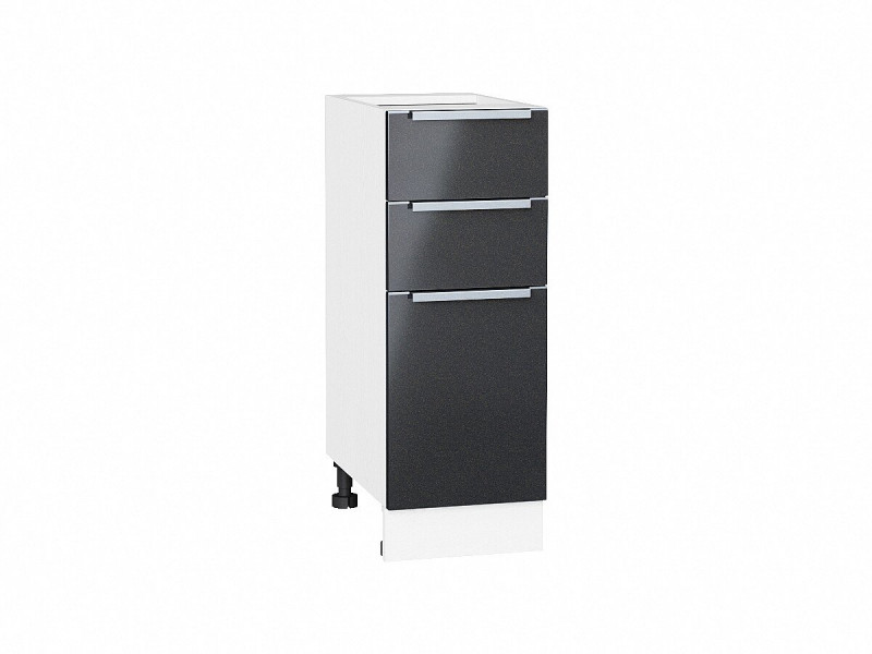 816*300* Шкаф нижний с 3-мя ящиками Фьюжн Anthracite Белый