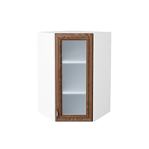 920*600*600 Шкаф верхний угловой остекленный Шале Brown Dreamline Белый