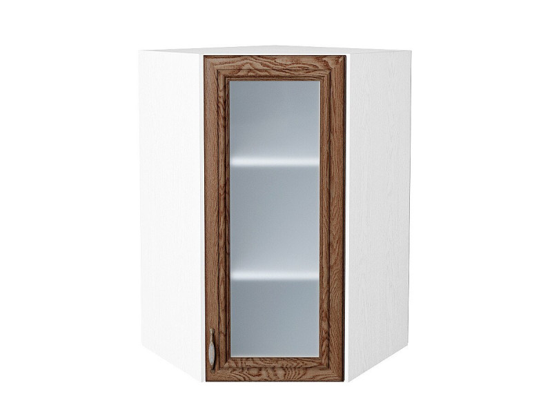 920*600*600 Шкаф верхний угловой остекленный Шале Brown Dreamline Белый