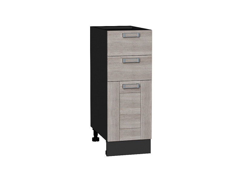 Кухня 816*300*Шкаф нижний с 3-мя ящиками Лофт Cappuccino Veralinga/Graphite